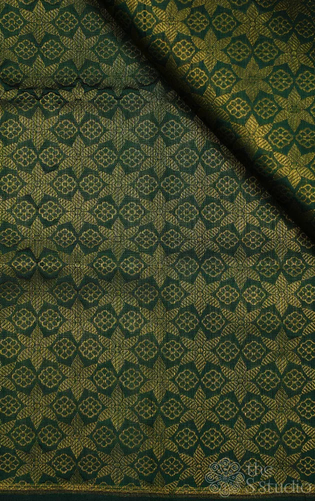 Green kanchi silk brocade blouse material