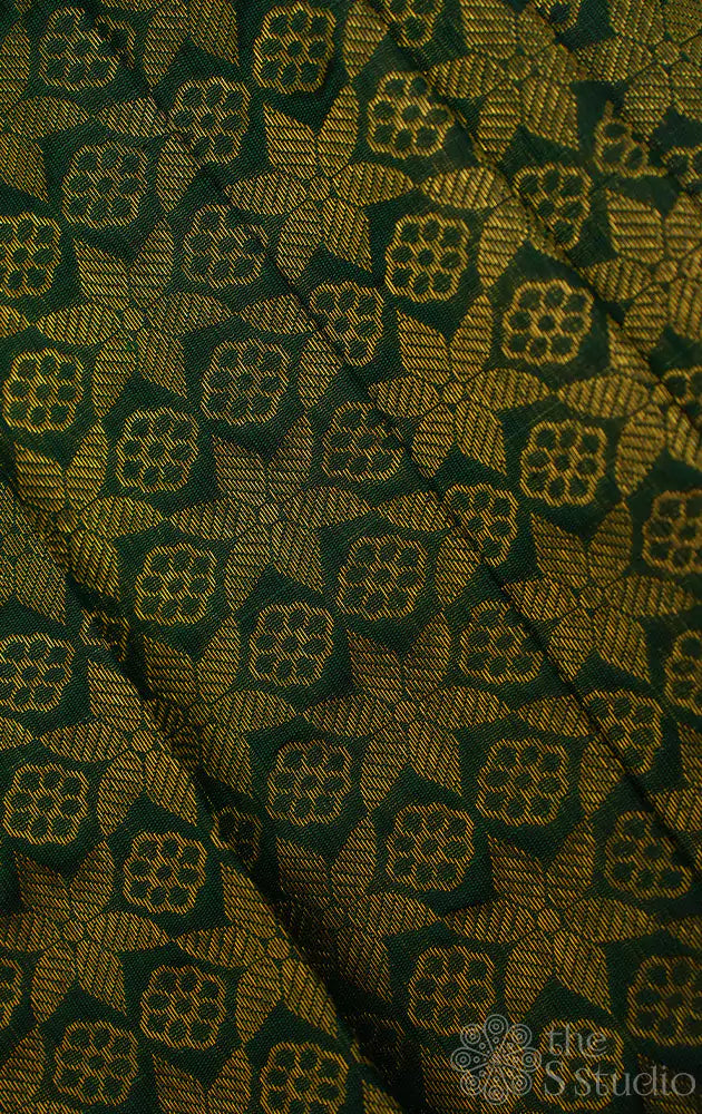 Green kanchi silk brocade blouse material