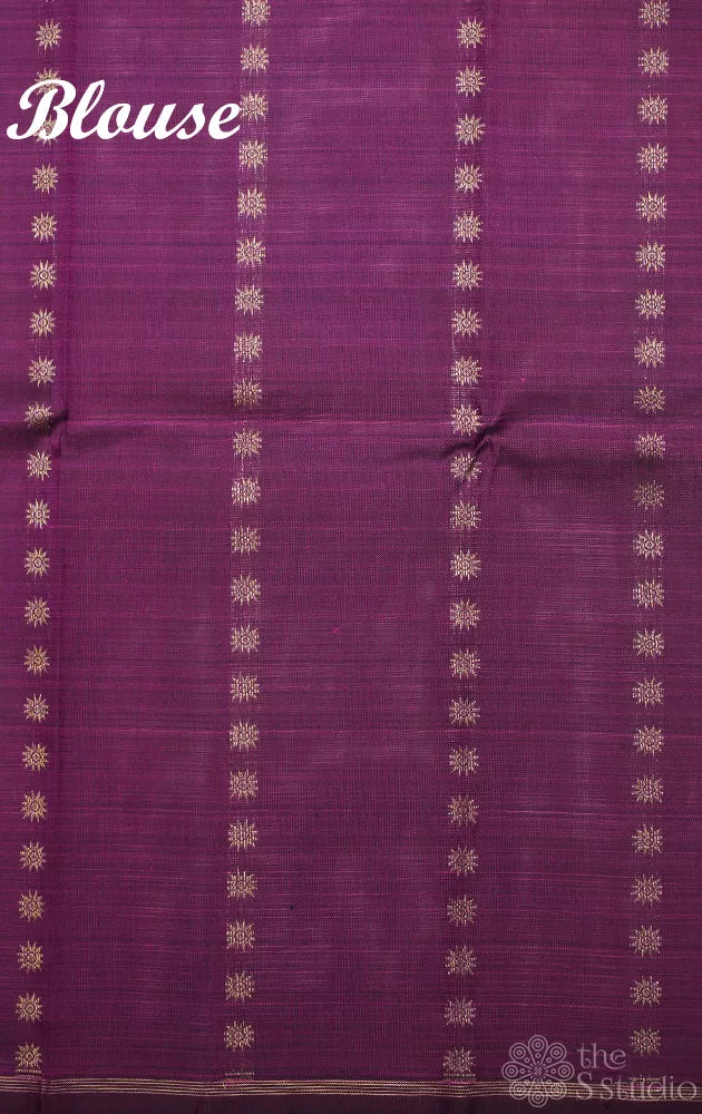 Elachi green and royal blue partly pallu kanchi silk saree with prints