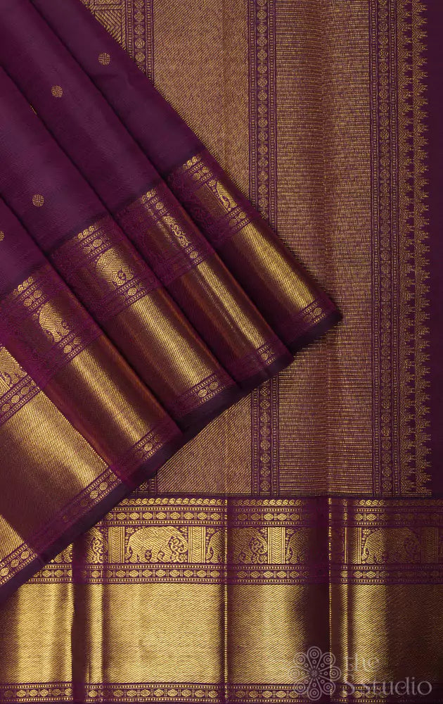Magenta zari border kanchipuram silk saree
