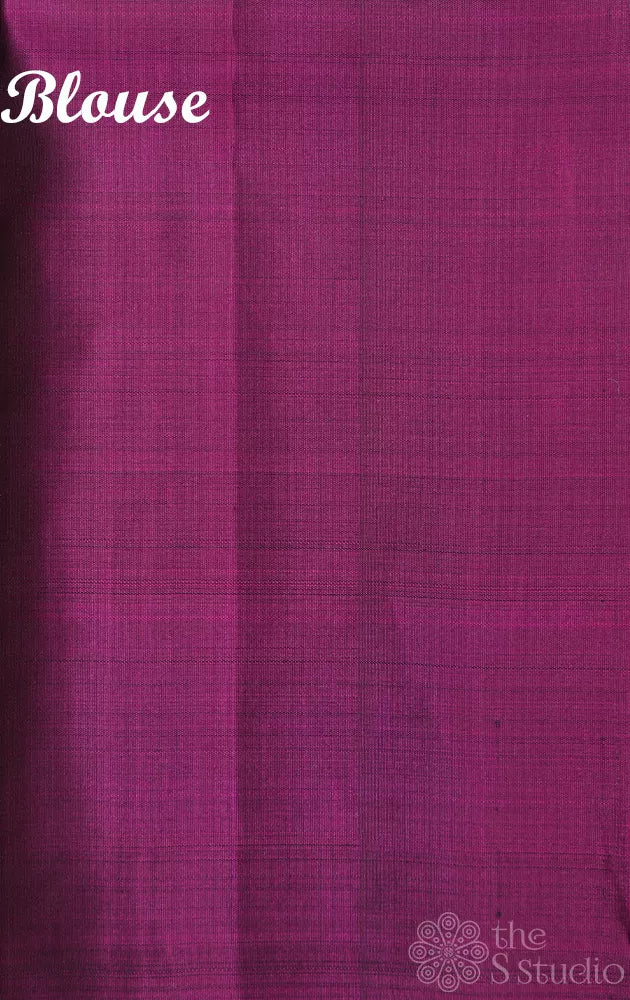 Grey and purple half and half kanjivaram silk saree with paisley motif