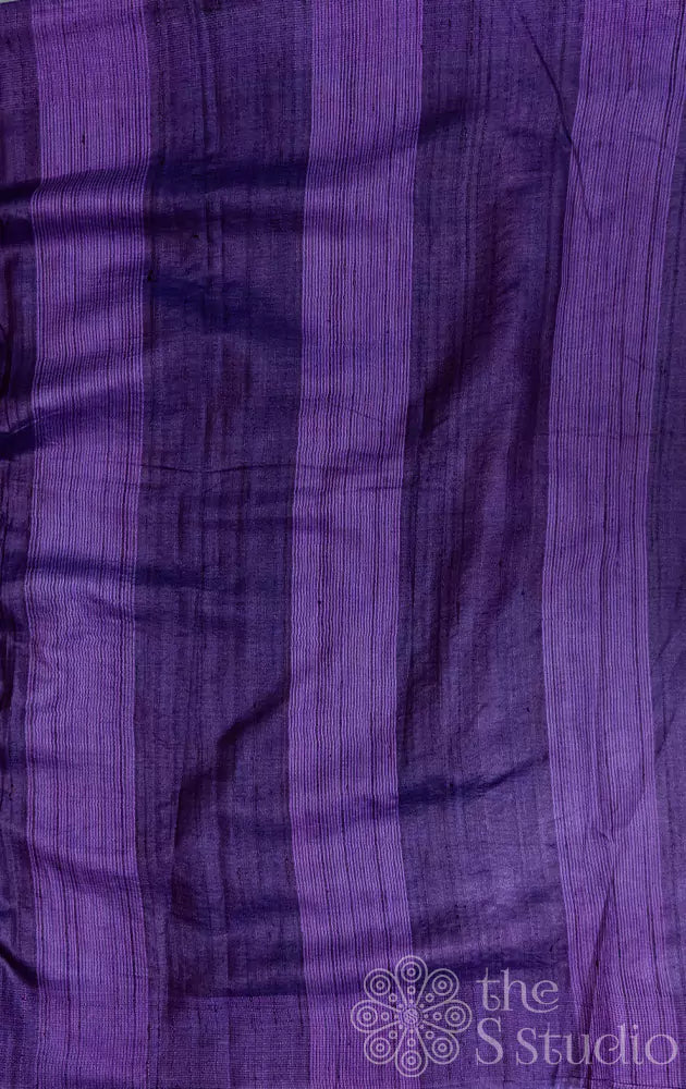 Lavender tussar silk saree with violet border