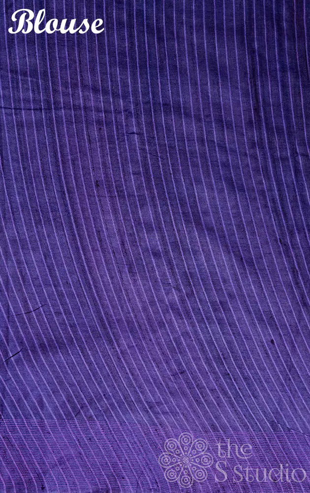 Lavender tussar silk saree with violet border