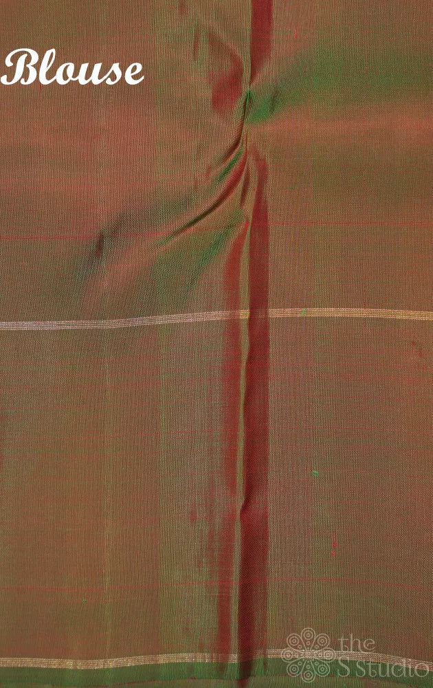 Rose kanjivaram silk saree with manthulir green border