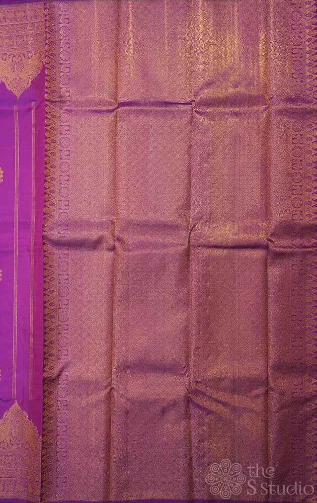 Purple kanchipuram silk saree with zari rich border