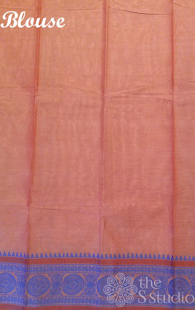 Light peach kanchi cotton saree with peach border