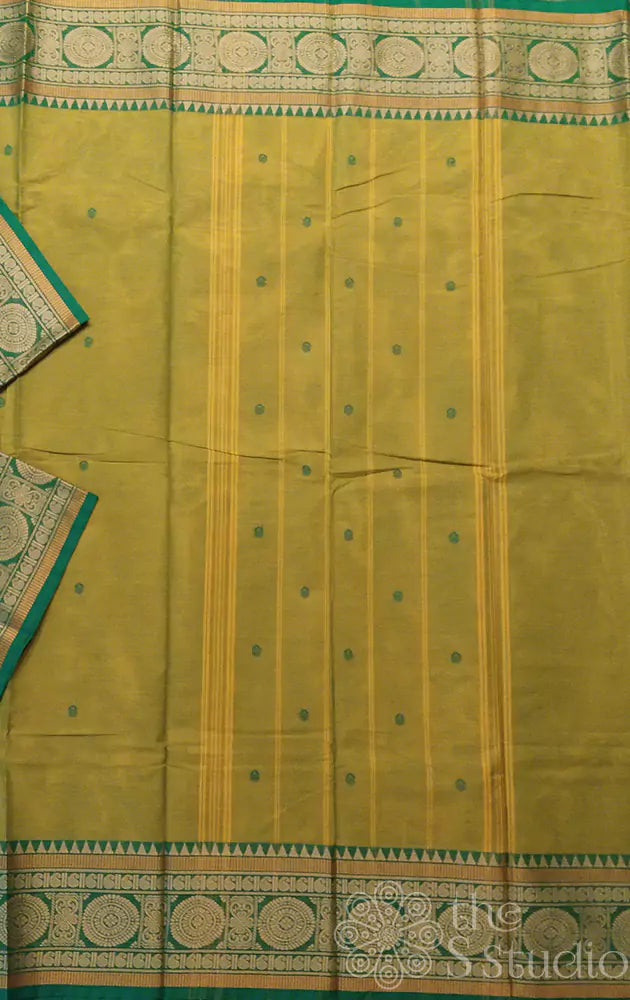 Light green kanchi cotton saree with green border