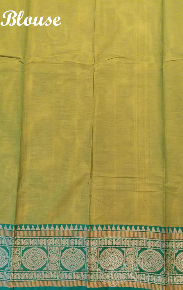 Light green kanchi cotton saree with green border