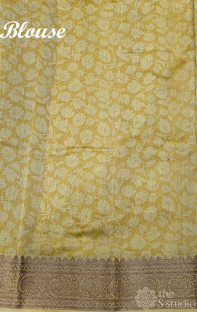 Light brown chanderi cotton saree with contrast border