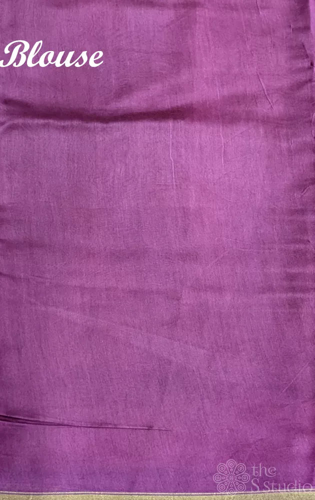 Purple chanderi cotton saree with floral prints