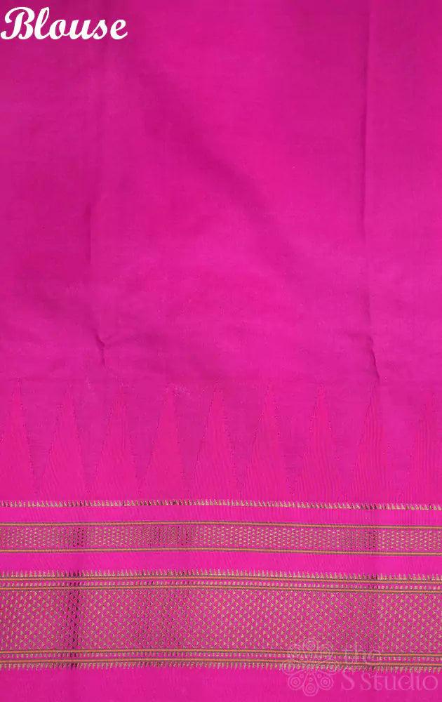 Peach floral printed paithani silk saree