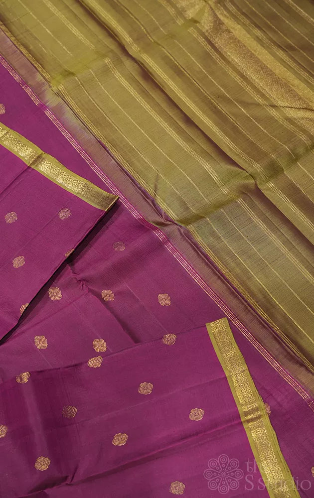 Burgundy colour kanjivaram silk saree with small border
