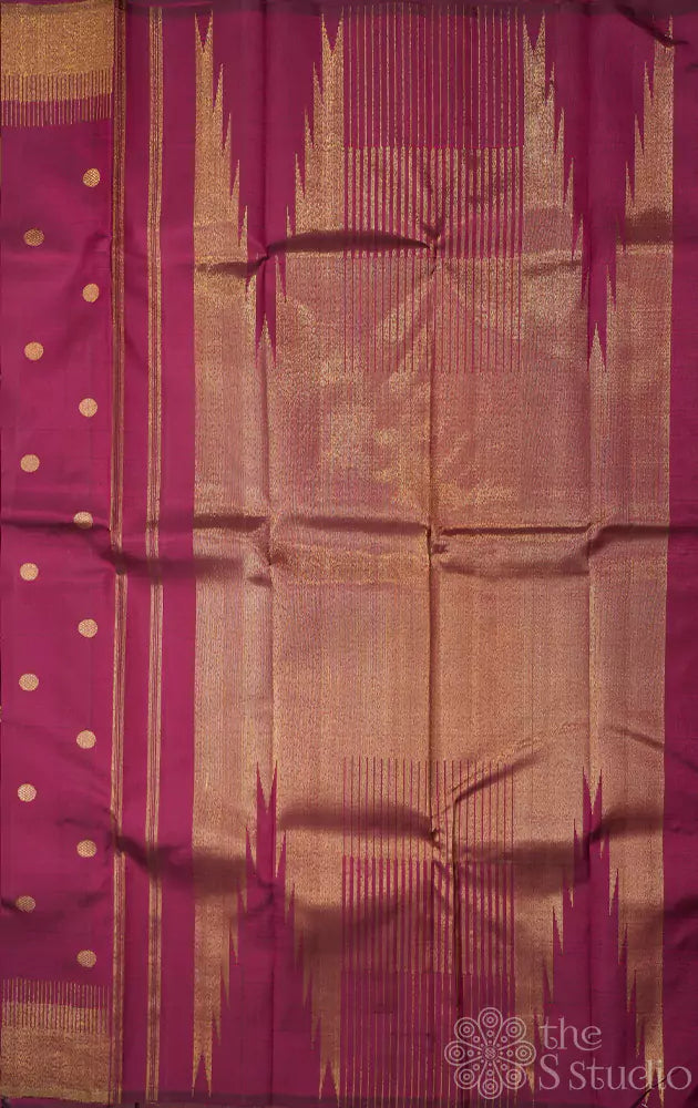 Maroon kanchipuram silk with seepu reku zari border