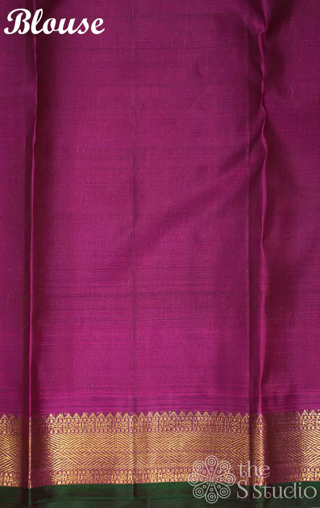 Coffee brown kanjivaram saree with magenta border and pallu