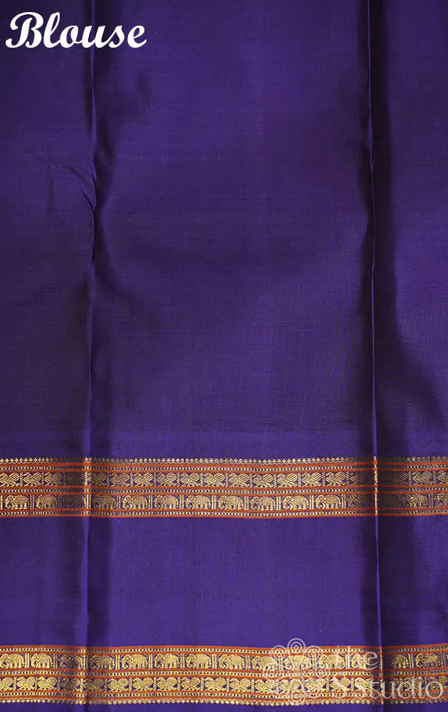 Anandha blue kanjivaram saree with navy blue border