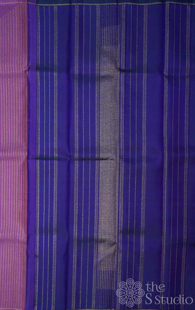 Dark lavendar kanchi silk saree with vertical zari stripes