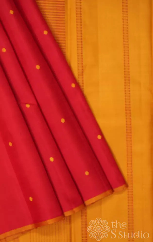 Brilliant red thread woven kanchi silk saree