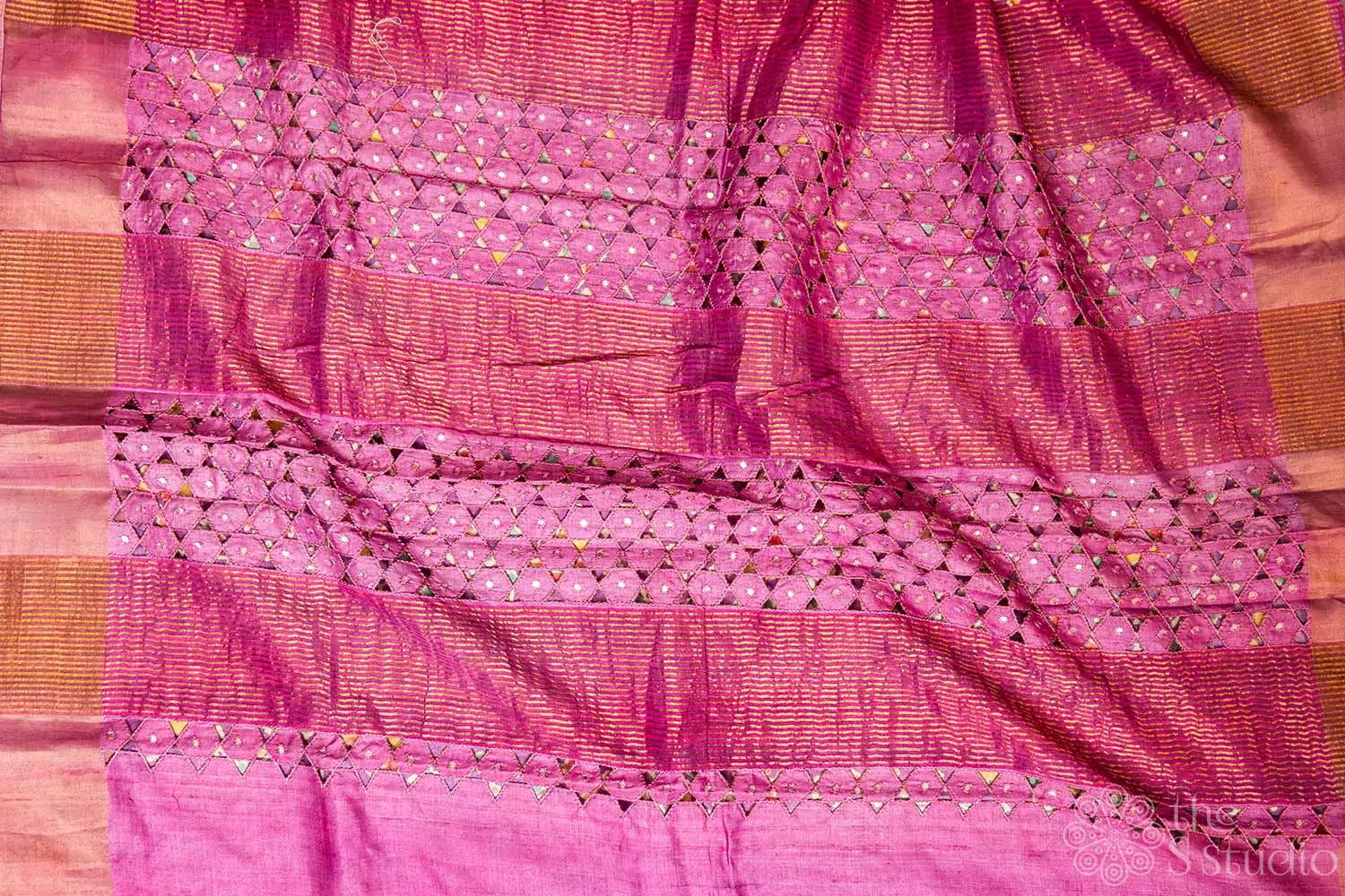 Purple tussar silk saree with patola prints