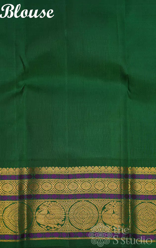 Lotus pink kanchi silk saree with korvai green border