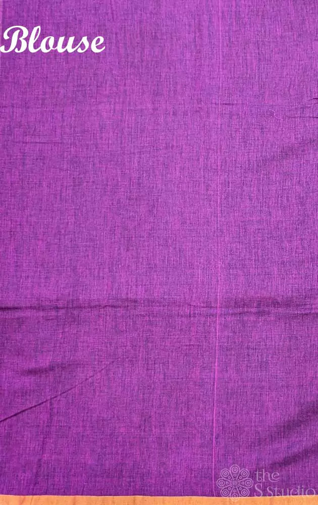 Magenta bengal cotton saree with rust selvedge