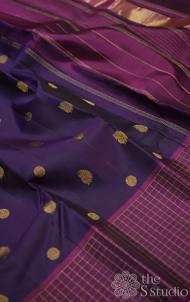 Deep violet kanchipuram silk saree with purple border