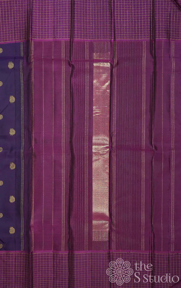 Deep violet kanchipuram silk saree with purple border