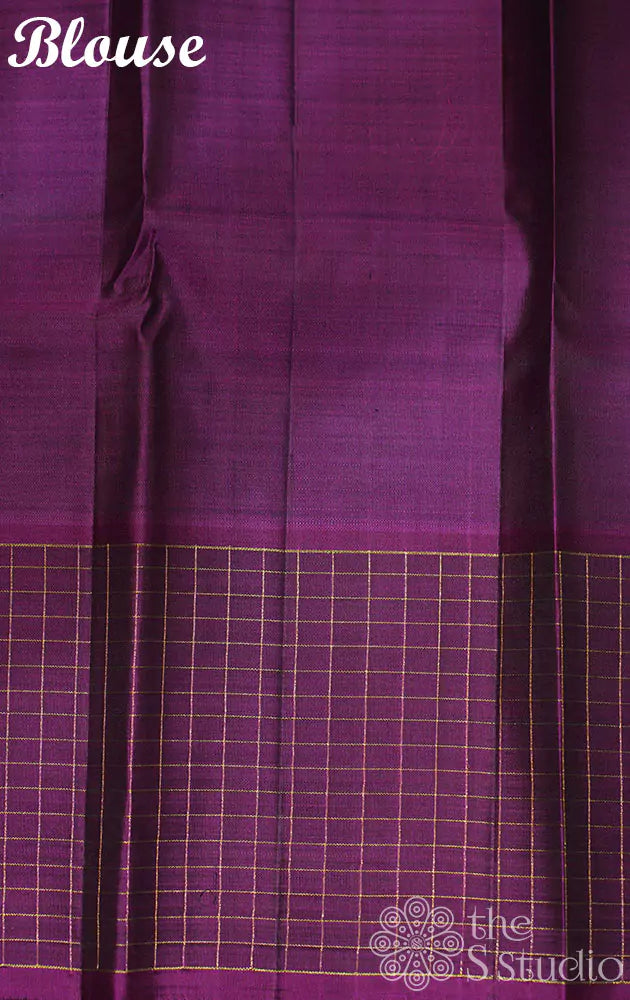 Deep violet kanchipuram silk saree with purple border