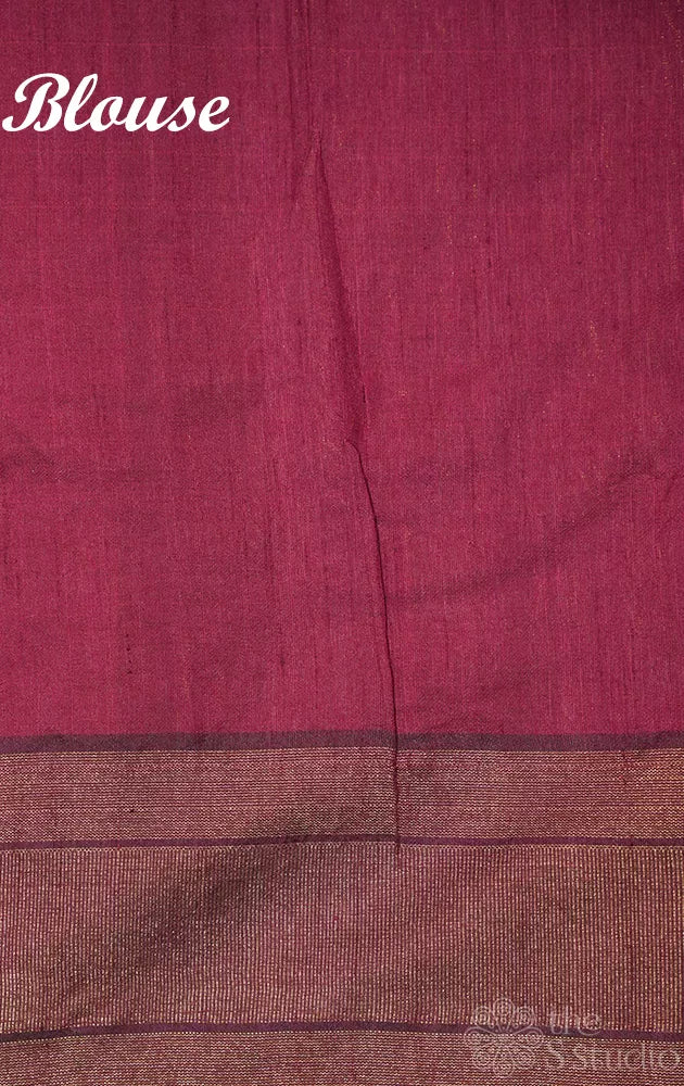 Rose raw silk saree with temple border
