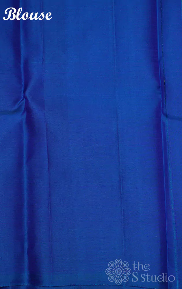 Navy blue kanchi silk saree with anandha blue dancing lady border