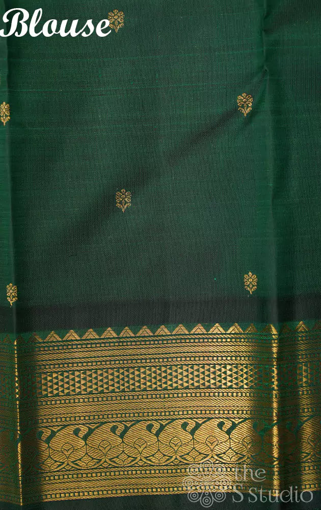 Pink Kanchipuram silk saree with korvai green border