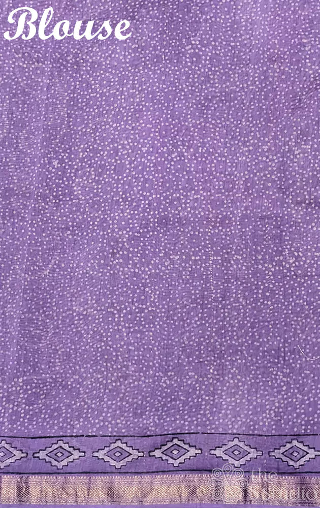 Lavender printed maheshwari cotton silk saree with zari border