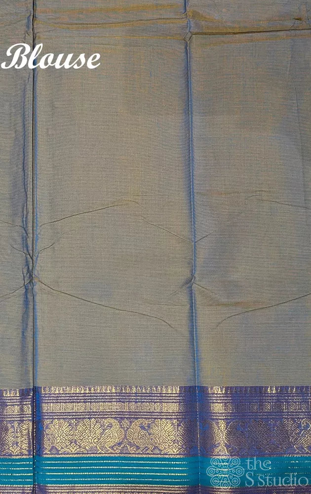 Grey kanchi cotton saree with zari border