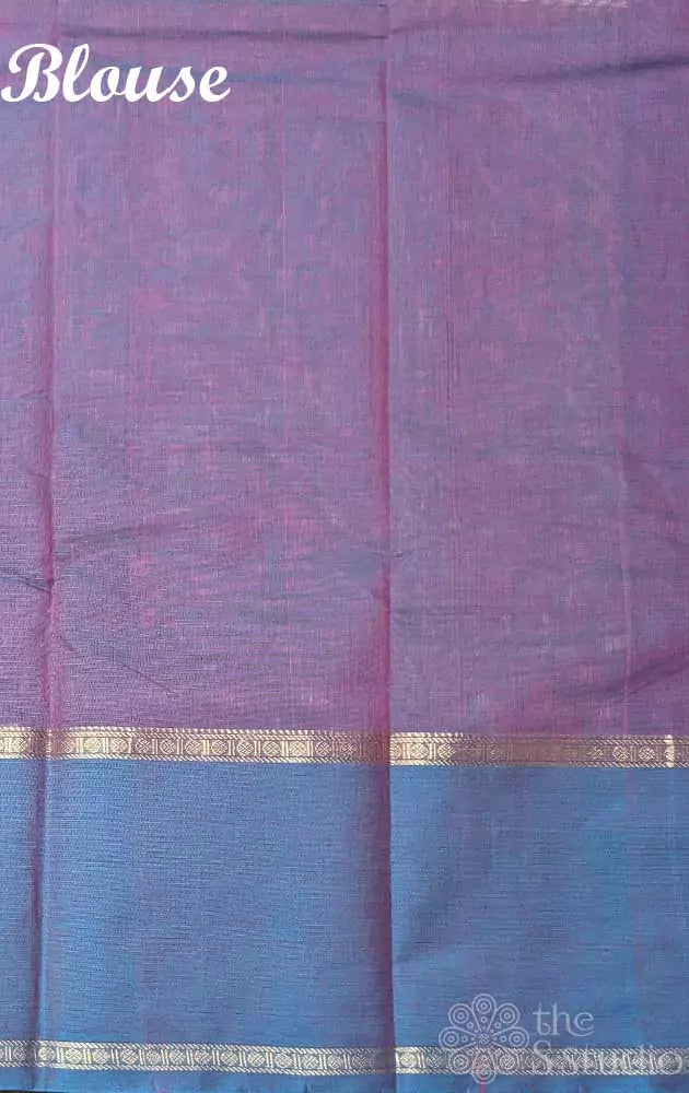 Purplish grey kanchi cotton saree ganda berunda motif on the border