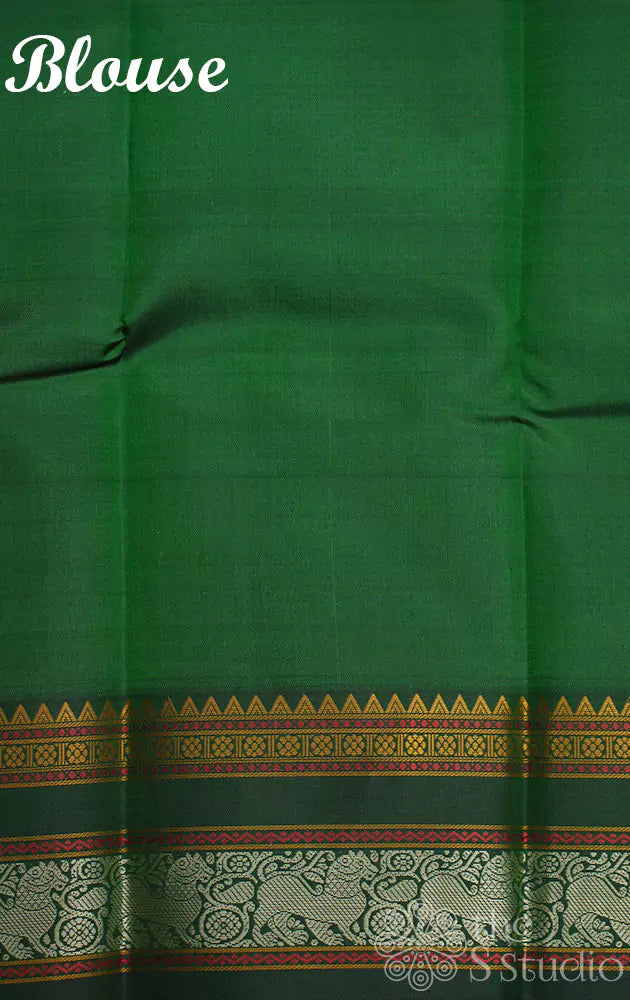 Rama blue kanchi silk threadwork saree with small buttas