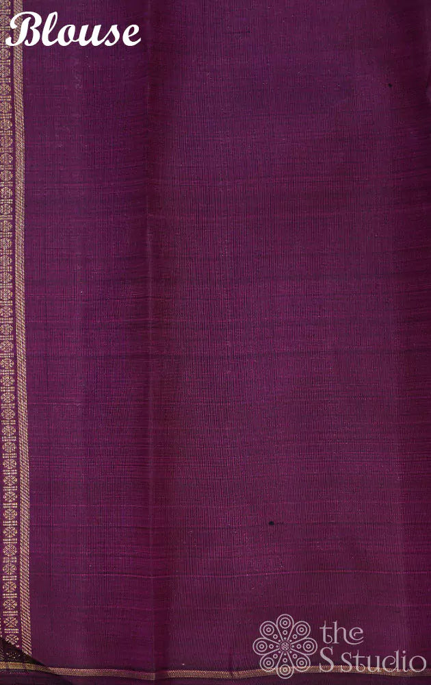 Onion pink kolam butta kanjivaram silk saree with dark purple grand pallu