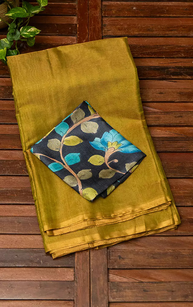 Green  handwoven  chanderi tissue silk saree