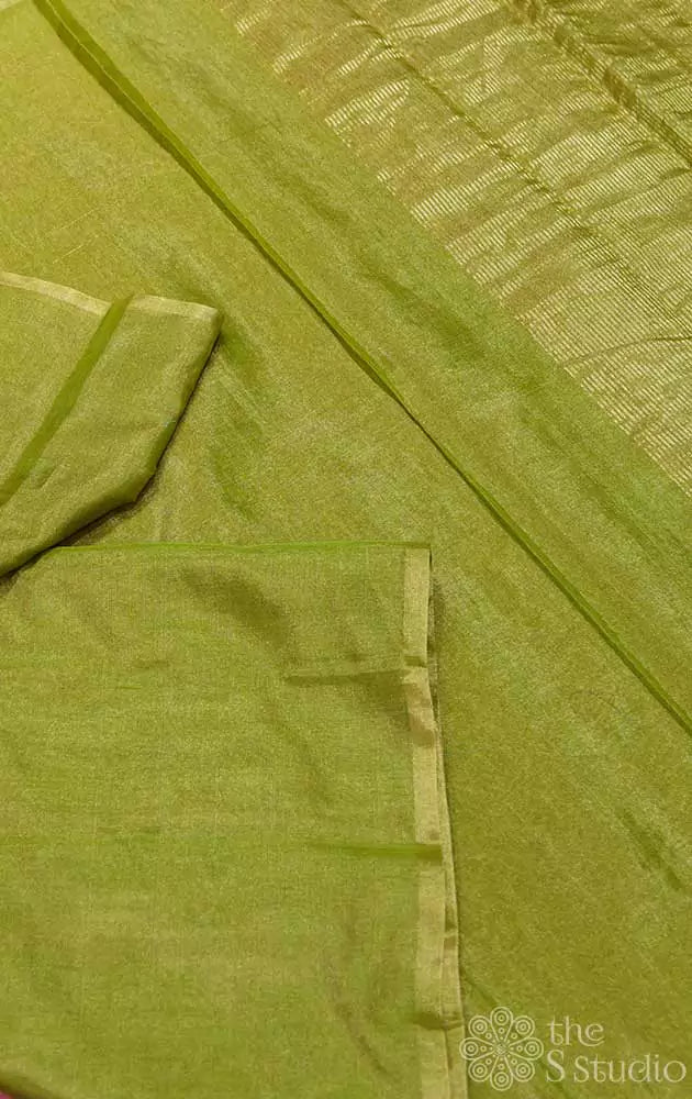 Green  handwoven  chanderi tissue silk saree