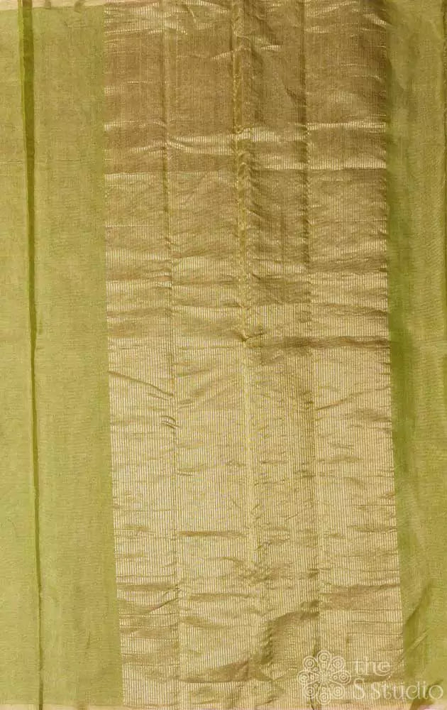 Green  handwoven  chanderi tissue silk saree