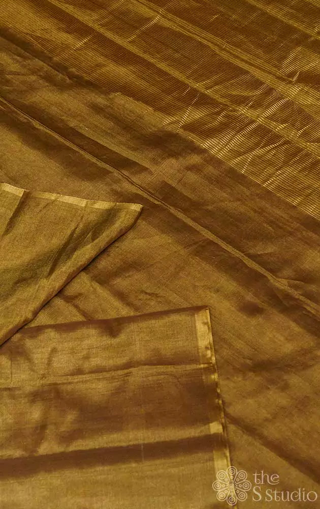 Antique gold handwoven chanderi tissue silk saree