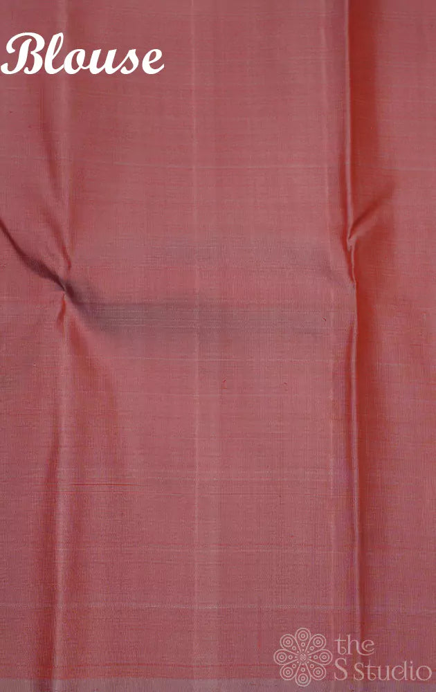 Cocoa brown kanchi silk saree with silver zari seepu reku design border