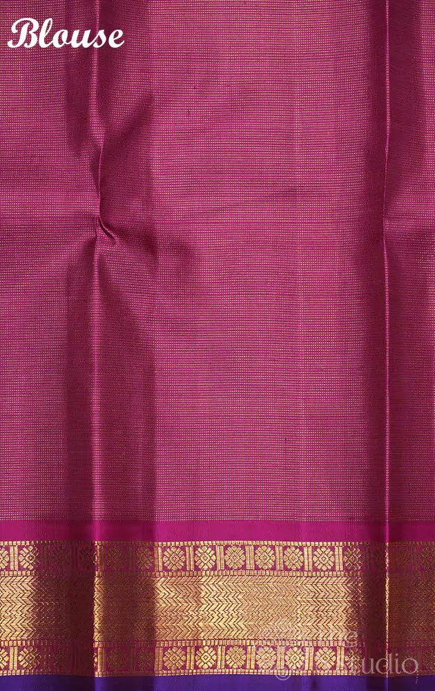 Brown vaira oosi kanchi silk saree with magenta border