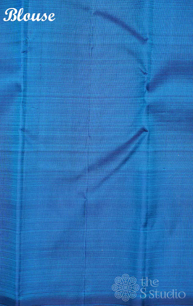 Light blue kanchi silk saree with anandha blue dancing lady border