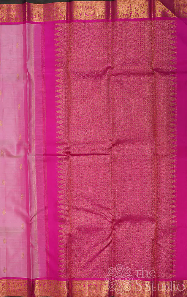 Light pink kanchipuram silk saree with dark pink border