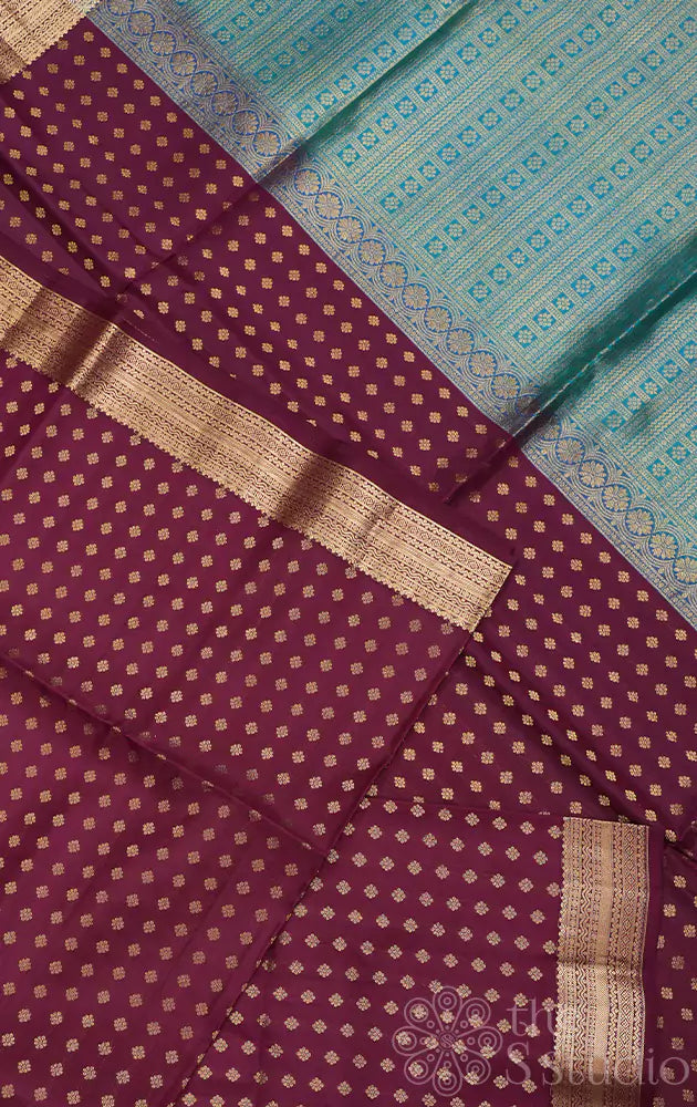 Purple soft silk saree with zari woven border