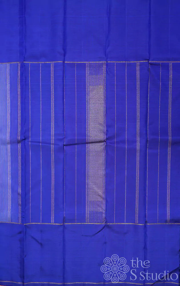 Ocean blue kanchipuram silk saree with long border