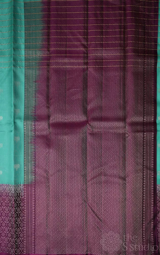 Rexona green soft silk saree with purple border