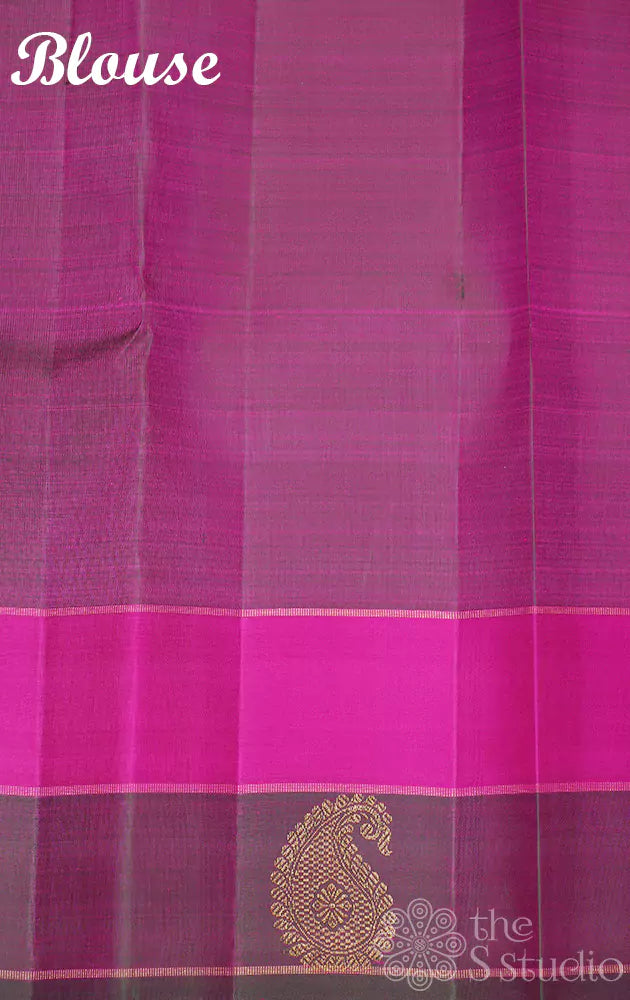 Peacish pink kanjivaram silk saree with double border