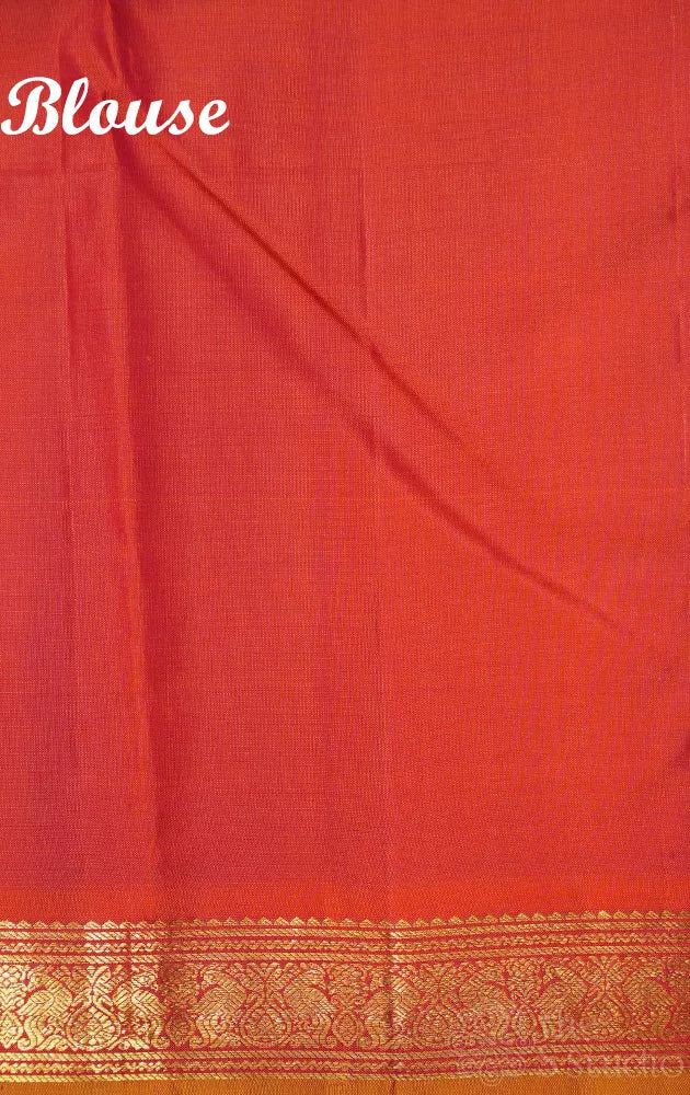 Mehandi green kanjivaram silk saree with small border