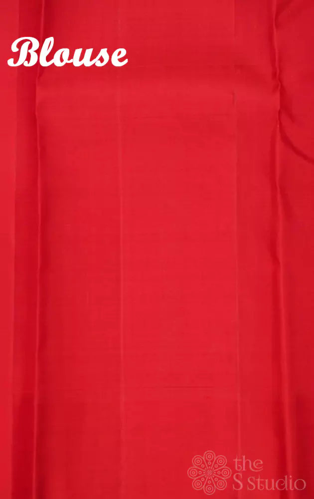 Red kanchipuram silk saree with elephant border