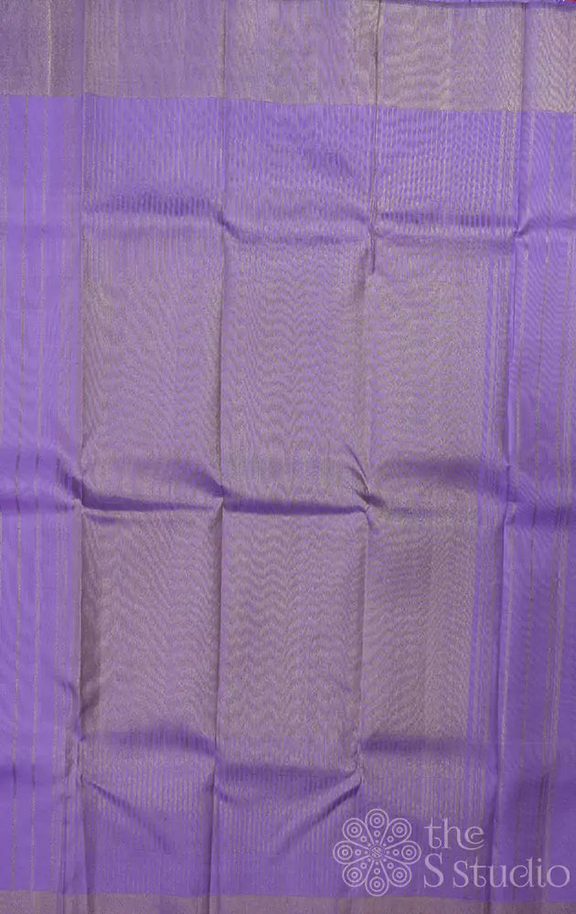 Lavender zari checked kanchi silk saree with ettu kol zari border